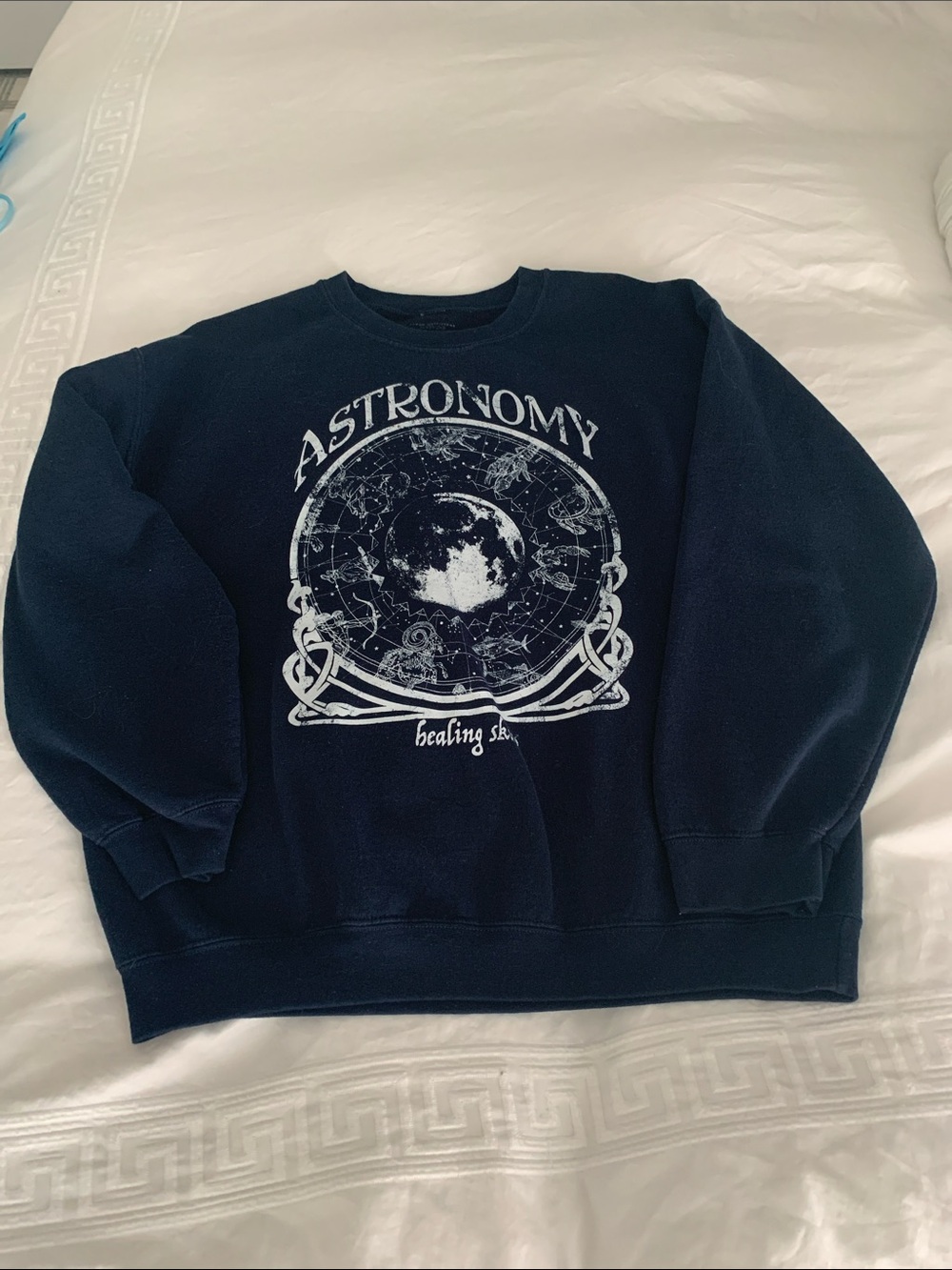 Urban Outfitters Navy Crewneck with White Astronomy Graphic
